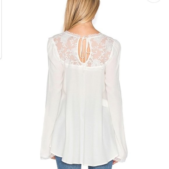 For Love & Lemons Ellery White Lace Hi Low Top Blouse Small EUC - Picture 2 of 9